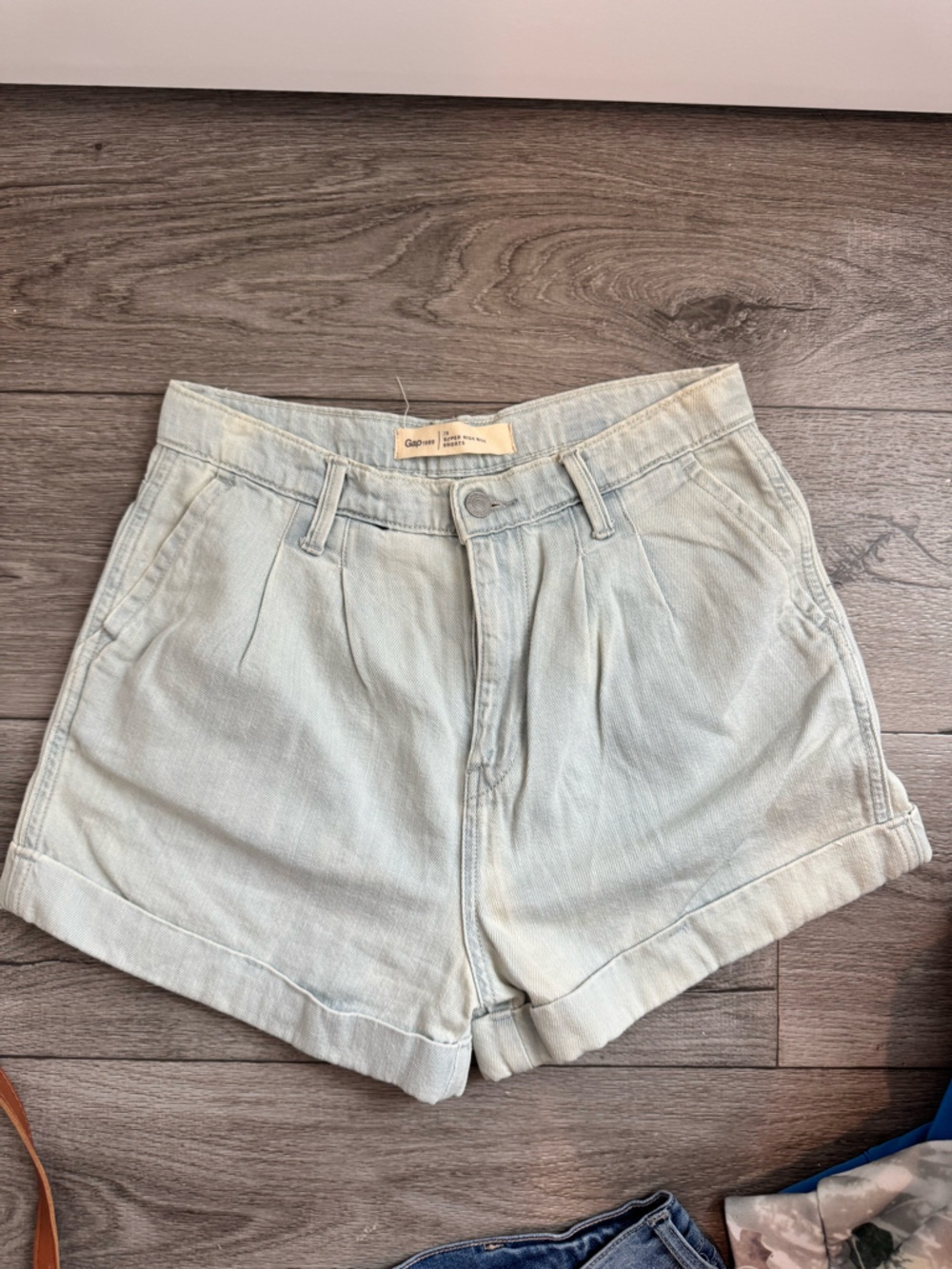 GAP Pale Blue High-Rise Denim Shorts